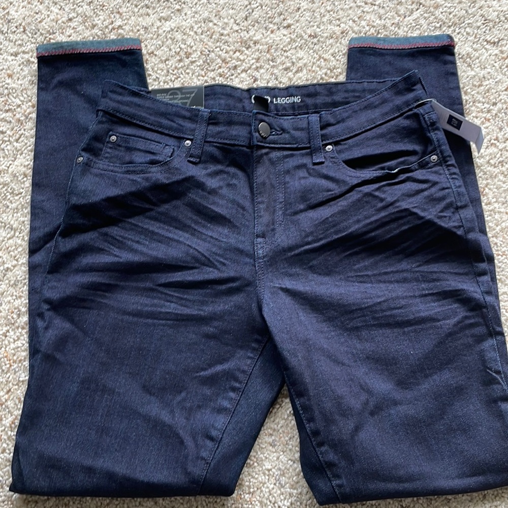 GAP Leggings Jeans Mid Rise Dark Wash Super Skinny Cuffed Legs 8/29 Regular